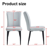 Modern minimalist dining chairs and office chairs. 2-piece set of light gray PU seats with black W1512P360918
