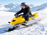 2-in-1 Kids Snow Racer Sled with Tow Rope, 30&deg Steering & Dual Foot Brakes Downhill Ski Sled, 25933273