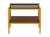 Set of 2 Rectangle End Table, Tempered Glass Tabletop with MDF layer, Modern Table for Living Room , W241P184252