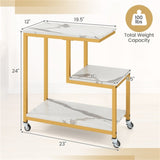 3-layer White edge table with wheels 06370740