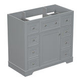 36" Bathroom Vanity without Sink, Cabinet Base Only, One Cabinet and Six Drawers, Grey WF306253AAE