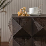 23.62"Height Three-dimensional Embossed Pattern Design Retro Side Table Retro Wooden Nightstand W757P250946