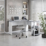 ZUN Modern L-Shaped Desk with Side Shelves, Grey 56413101