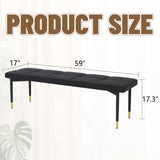 59*17 Inch Multifunctional Black Shoe Bench - Faux PU Cushion, Sturdy Metal Legs With Gold W1151P214997