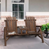 ZUN Wood Patio Chair Bench with Center Coffee Table/Garden chairs/courtyard chairs 98059382