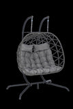 ZUN 2 Person Outdoor Rattan Hanging Chair Patio Wicker Egg Chair W874P146255