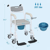 Gray Shower Commode Wheelchair, Seniors Bedside Commode Chai 84628488