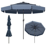 10 foot navy terrace umbrella with solar powered LED lights and multi-layered ventilated roof 25484929