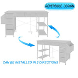 47" Computer Desk With Power Outlet,Writing Desk,Home Office desk,Vanity table with 7 Fabric W2887P240017