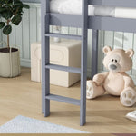 ZUN Twin Low Loft Bed with Slide, Ladder, Safety Guardrails, Rubber Wood Twin Loft Bed,White Oak W504P218527