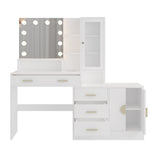 ZUN Large Makeup Vanity with Lights, Vanity Table with Charging Station, Vanity Desk with Mirror and 10 73638677