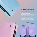 3 Piece Luggage Sets PCABS Lightweight Suitcase with Two Hooks, Spinner Wheels, Light W284125249