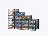 Black Small 18-Piece Shoe Storage Box Set 33x23x14cm, Plastic Mesh & Stackable Design 27129461