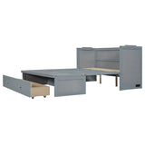 Queen Size Murphy Bed with USB Port and a Large Drawer, Gray N708P205905E