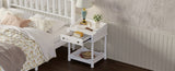 Retro Style Nightstand with Drawer and Open Shelf for Bedroom, Bedside Table with Turned Legs and N733P206240K