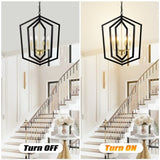 18.11" Matte Black Gold Chandelier for Dining Room, 4-Light Kitchen Chandelier Light Fixture W1592P209857