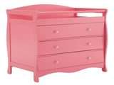 Pink painted MDF wood, three-drawer children's bed, 90.5*58*92cm, with safety belt and changing 87456893
