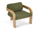2-Pack Dining Chairs with Pillow Back, Green Boucle Fabric, Natural Color Solid Wood Frame N779P298399D