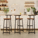 Bar Stool Set of 3 Counter Height Barstools with Back Armless Dining Chairs for Kitchen Island W1757P265185