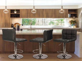 Set of 2 Bar Stools Adjustable Swivel Armless Barstools with PU Leather, Black 34198006