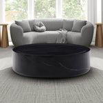 ZUN 39.37'' Black Marble Round Coffee Table Sturdy Fiberglass table for Living Room ,No Need Assembly. W876P154762