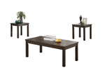 ZUN Espresso Color 3pc Coffee Tables Set Classic 1x Coffee Table and 2x End Tables Living Room Furniture B011P237480