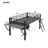 Gaming mid loft bed with desk, LED, Twin, Black 90531759