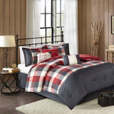 7 Piece Herringbone Comforter Set Red Queen B03597005