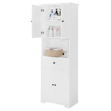 ZUN Tall Bathroom Cabinet with Four Doors, Large Storage Space Open Shelve, Upper Storage Cabinet, White 82111531