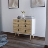 ZUN White and Macadamia 3-Drawer Dresser B062P175198