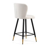 25.79'' modern style barstool, with white seats, black metal legs, and gold - tipped ends,suitable N780P228983W