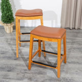 24" Counter Stool, Natural Finish, Saddle Leather Seat B04660609