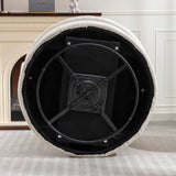 Oversize Round Swivel Chair Cozy Club 360 degrees Swivel Sofa with 3 Pillows Fabric for Living Room W2231P143513