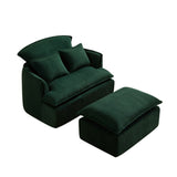 Convertible Compressed Sofa Chair with Ottoman, Modern Corduroy Fabric Armchair for Small Spaces, W1036P251813