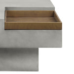 ZUN Weathered Grey Coffee Table with Square Top and Pedestal Base B062P209090