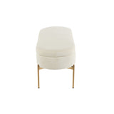 Chloe Contemporary/Glam Storage Bench in Gold Metal and Cream Velvet by LumiSource B202P223453