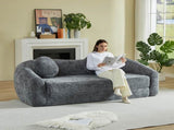 86-inch Curved Convertible Sofa Recliner, 2-in-1 Frameless Folding Sofa Bed with Pull-Out Base and W3505P452818