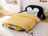 Twin Size Fluffy Faux Fur Penguin Shaped Bed Lounger Chair with 100% Sponge Filling for Kids Bedroom W1413P384968