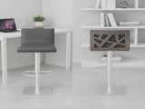 Talyris Adjustable Height Swivel Gray Faux Leather and Gray Walnut Bar Stool with Brushed Stainless B2736P511299