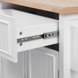 K&K 56.5'' Kitchen Island with Drop Leaf, Power Outlet, Embossed Vertical Stripe Rolling Kitchen N707P263094W