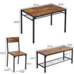 ZUN Dining Table Set for 4, Kitchen Table with 2 Chairs and a Bench, 4 Piece Kitchen Table Set for Small 78488543