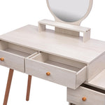 ZUN CRAZY ELF Makeup Vanity Table with Cushioned Stool, Large Capacity Storage Cabinet, 5 Drawers, Large 81142698