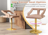 Luxury Dutch Velvet Bar Stools with Adjustable Height , Swivel Seat & Gold Metal Base 40897804
