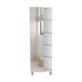 Urano Mirror Linen Cabinet, Four Interior Shelves, Five External Shelves -White B07091993