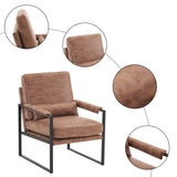 Single Iron Frame Chair Light Brown Technology Fabric Indoor Leisure Chair 43319375