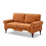 66-Inch Modern Linen Loveseat Sofa with Wooden Legs & Crystal button and Copper Nail, Tufted W1117P268787