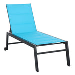 ZUN Outdoor Chaise Lounge with Wheels, Five Position Recliner for Sunbathing, Suntanning, Steel Frame, W2225142465