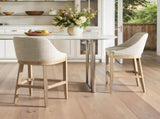 Newport 30.5" Coastal Curved Back Upholstered Barstool, Two-Tone Neutral Gray Polyester Wool Blend B2719P391775