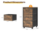 Wood Filing Cabinet with Casters, Weathered Wood Fluted, Iron Clad Wood, Melamine Faced, 3 Tall 59908062