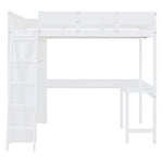 ZUN Full Size Loft Bed with Desk and Shelf - White 34270044